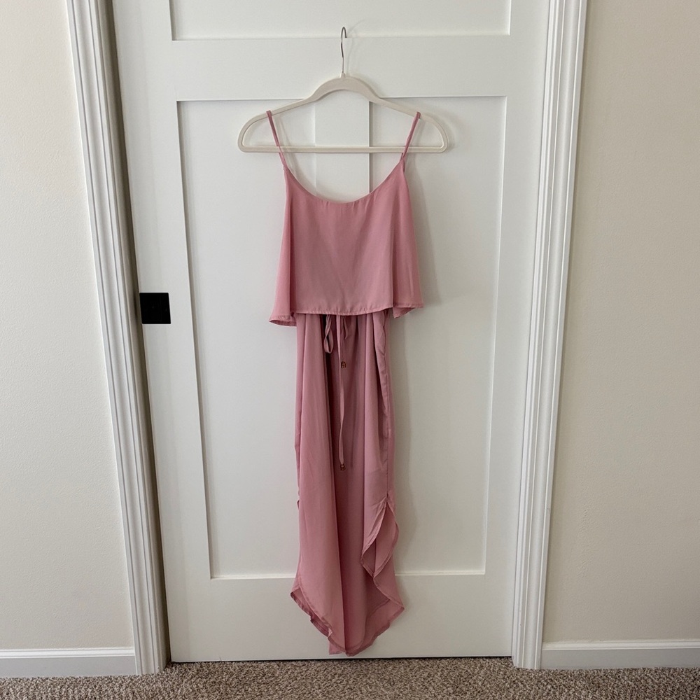 Pink Sleeveless Midi Dress